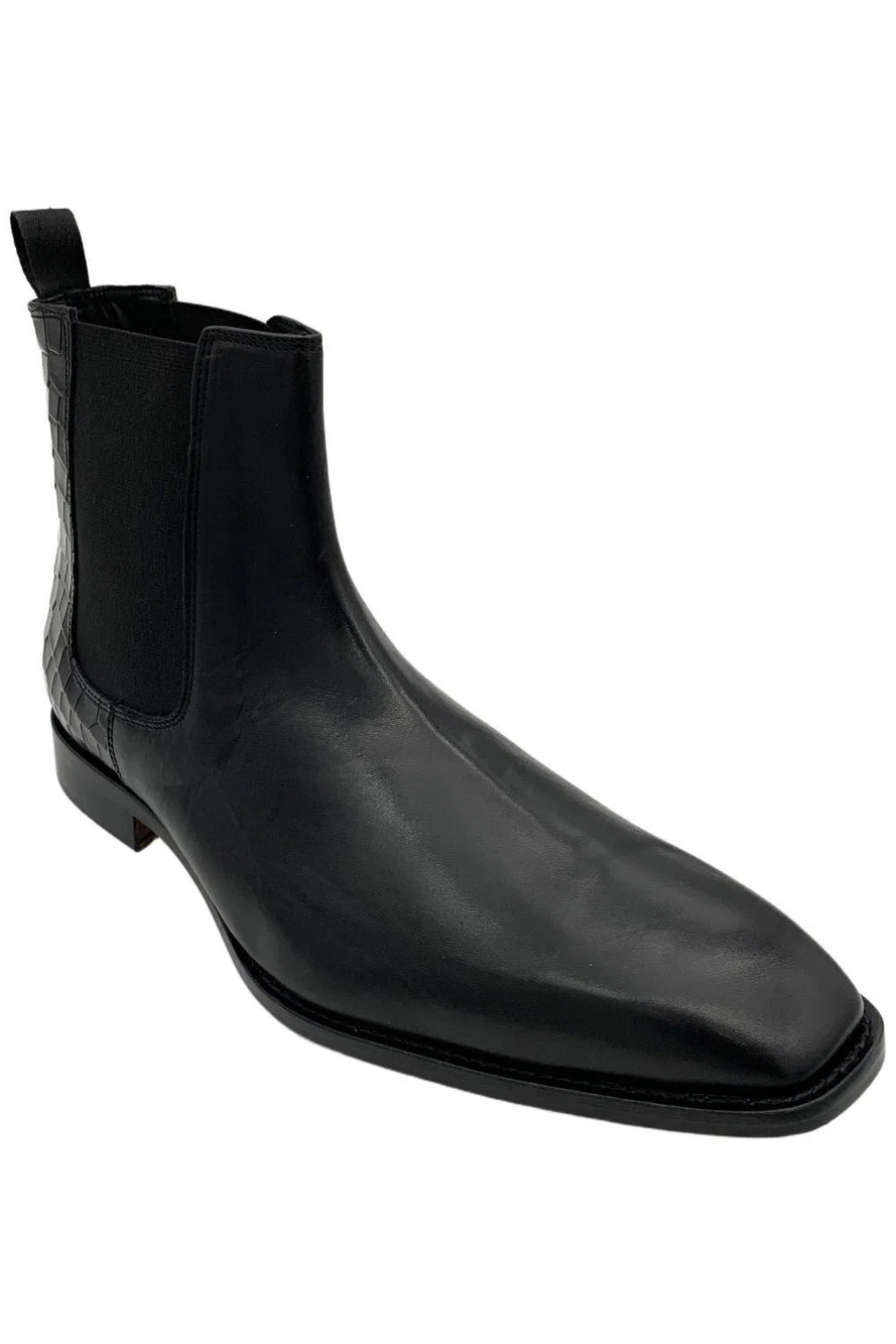 Donald Pliner Men's Sloan Burnish Calf Leather Ankle Boots Black - Medium